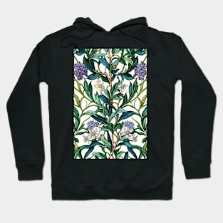 Floral Garden Botanical Print with Lilac and Daisy Hoodie